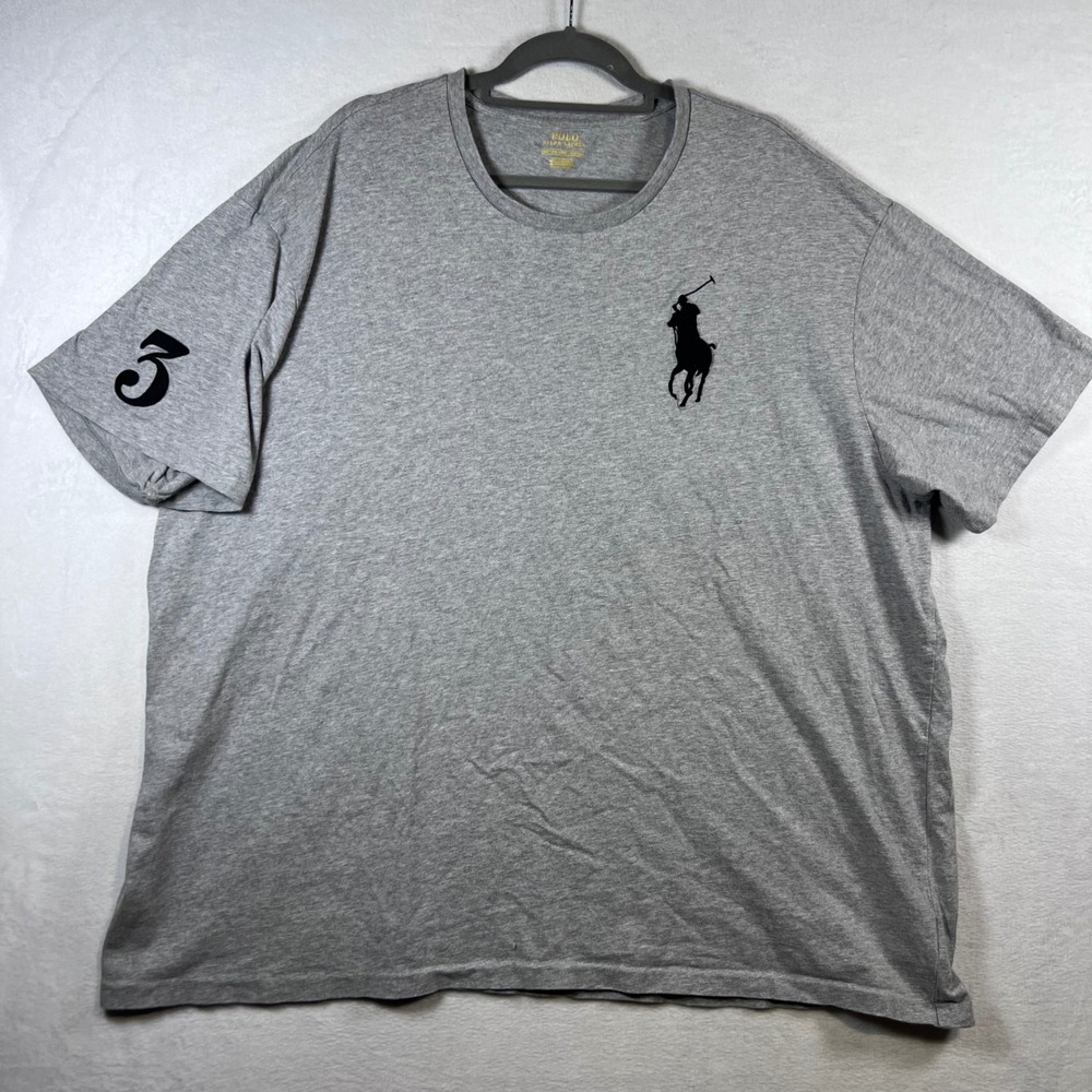 Polo Ralph Lauren Mens 3XB Gray Big Pony Embroidered Cotton T-Shirt Big & Tall